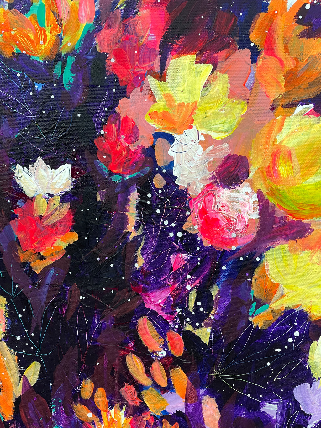 The Night Garden - Original Painting on Stretched Canvas - 20 x 16"
