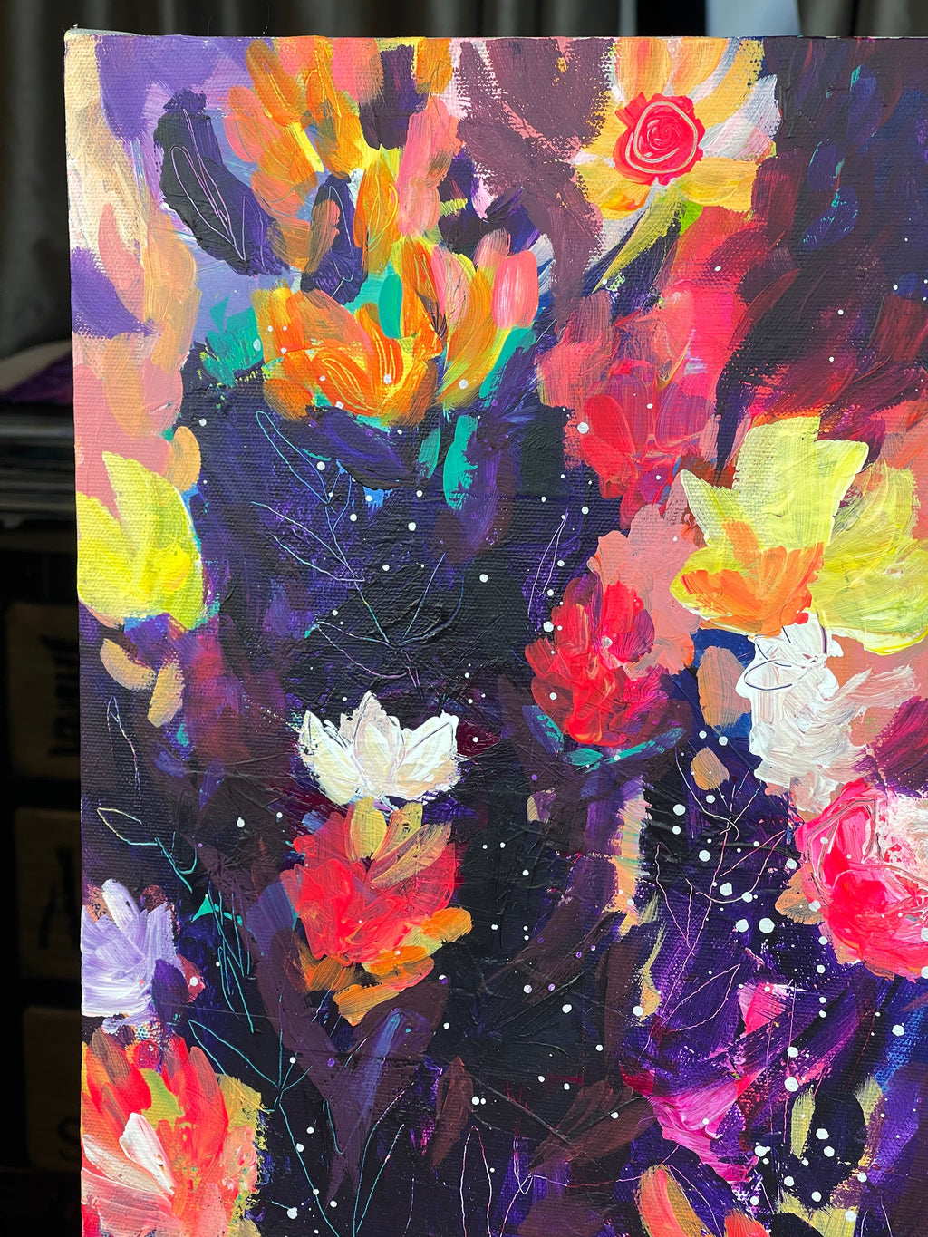The Night Garden - Original Painting on Stretched Canvas - 20 x 16"