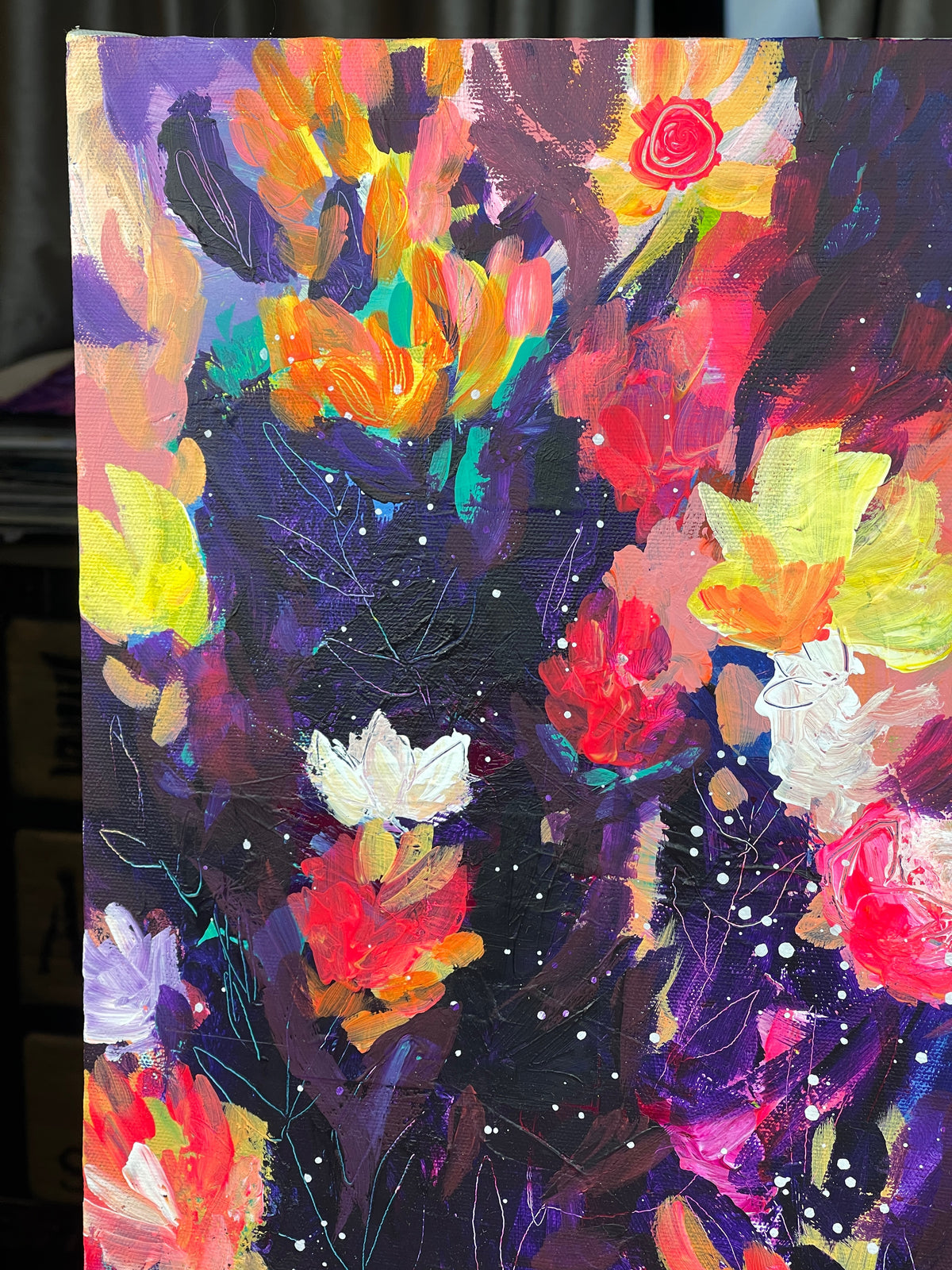 The Night Garden - Original Painting on Stretched Canvas - 20 x 16"