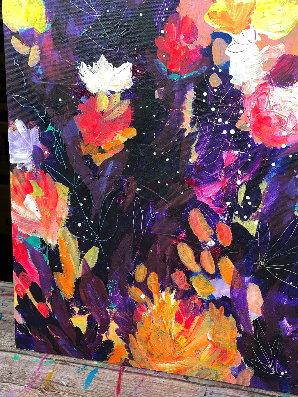 The Night Garden - Original Painting on Stretched Canvas - 20 x 16"