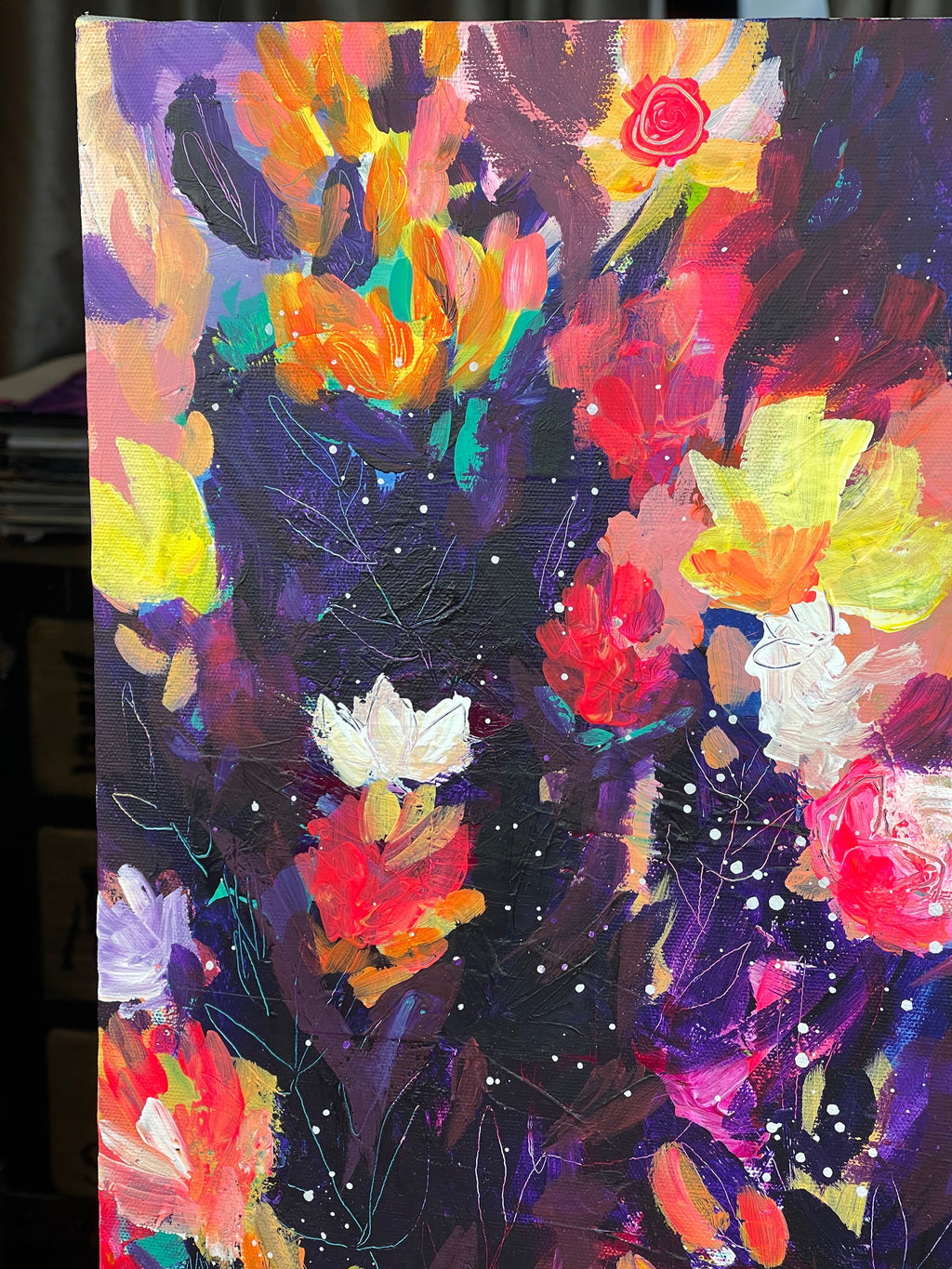 The Night Garden - Original Painting on Stretched Canvas - 20 x 16"