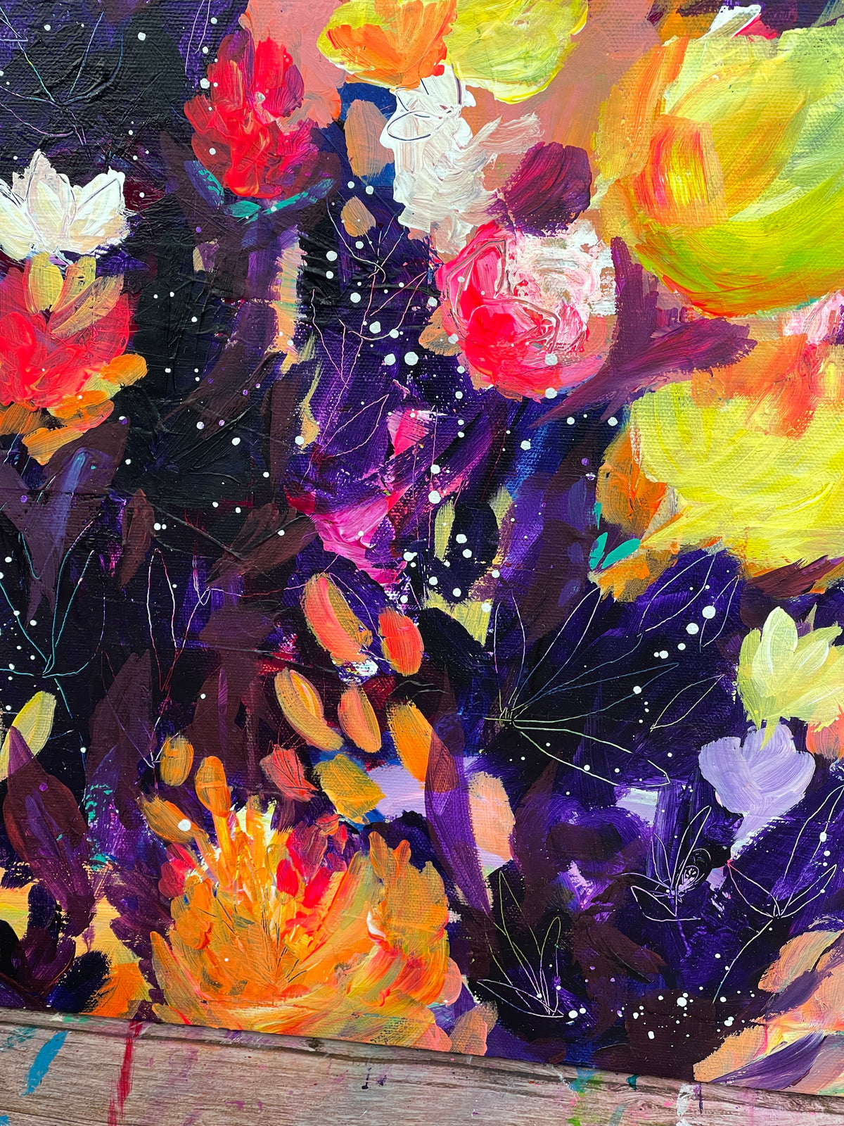 The Night Garden - Original Painting on Stretched Canvas - 20 x 16"
