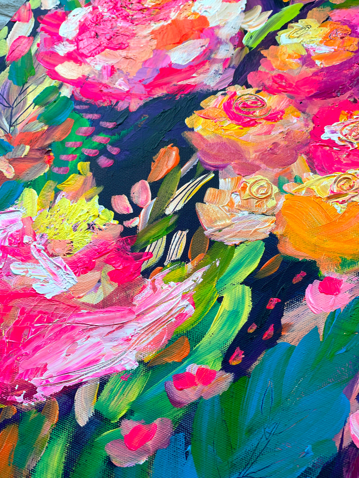 Brightly Blooms - Original Painting on Stretched Canvas - 20 x 16"