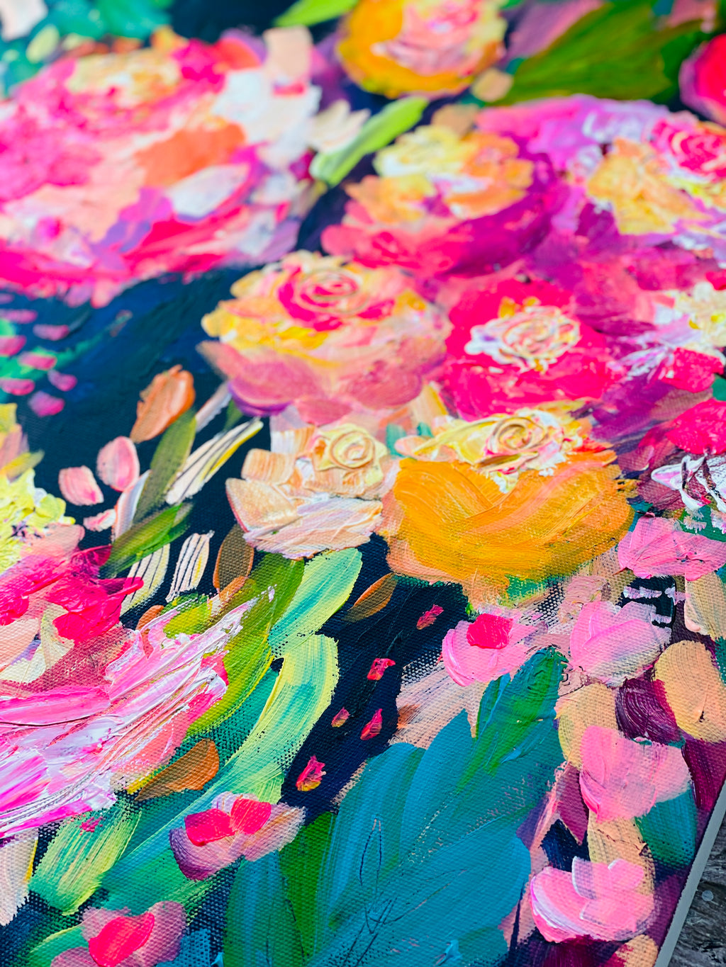 Brightly Blooms - Original Painting on Stretched Canvas - 20 x 16"