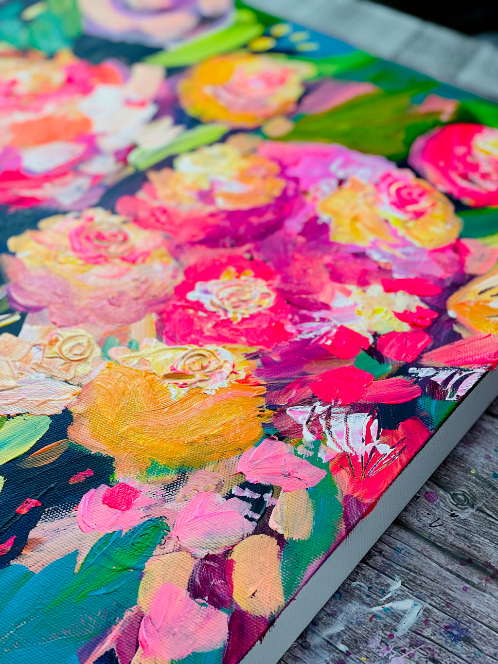 Brightly Blooms - Original Painting on Stretched Canvas - 20 x 16"