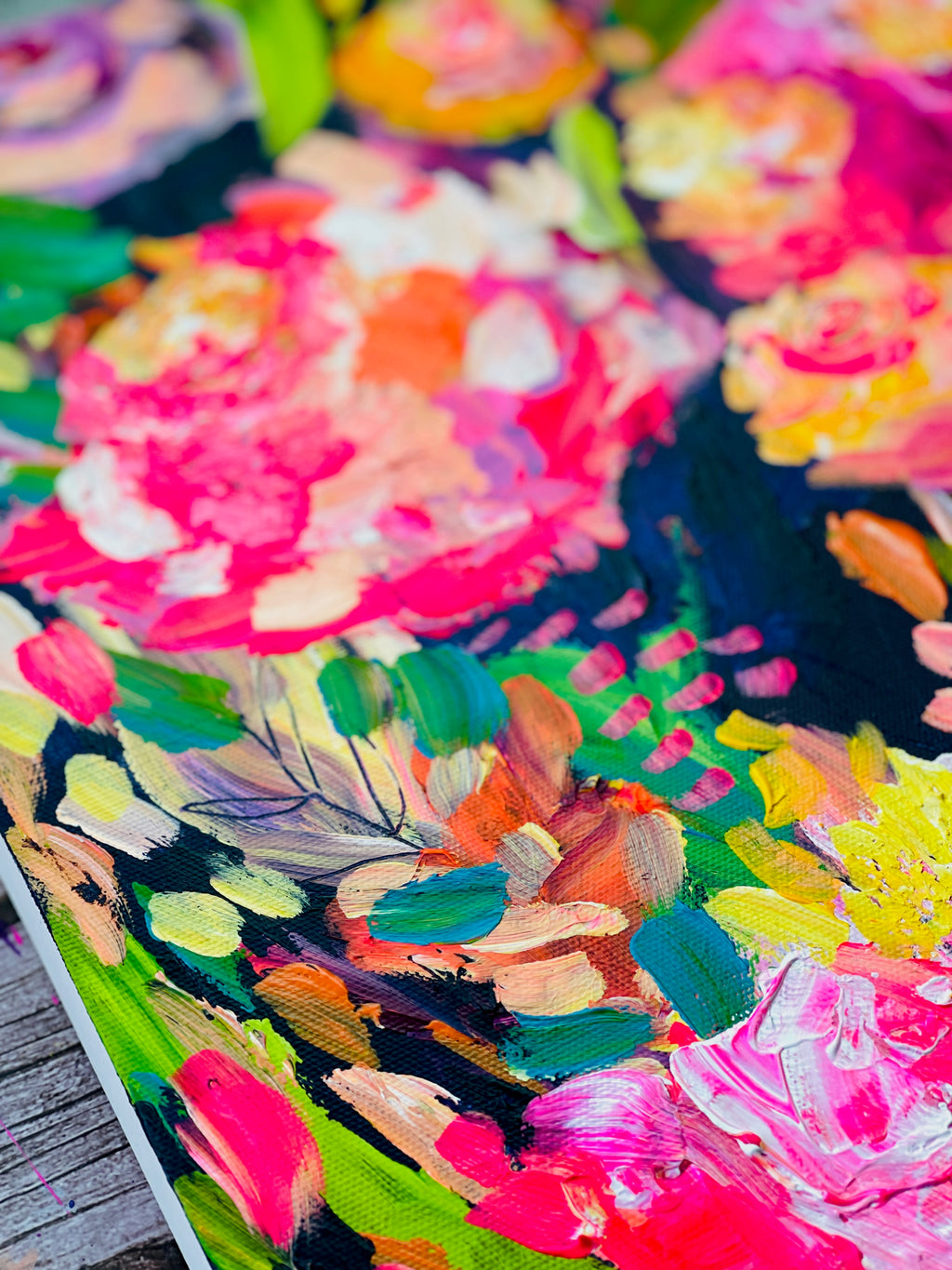Brightly Blooms - Original Painting on Stretched Canvas - 20 x 16"