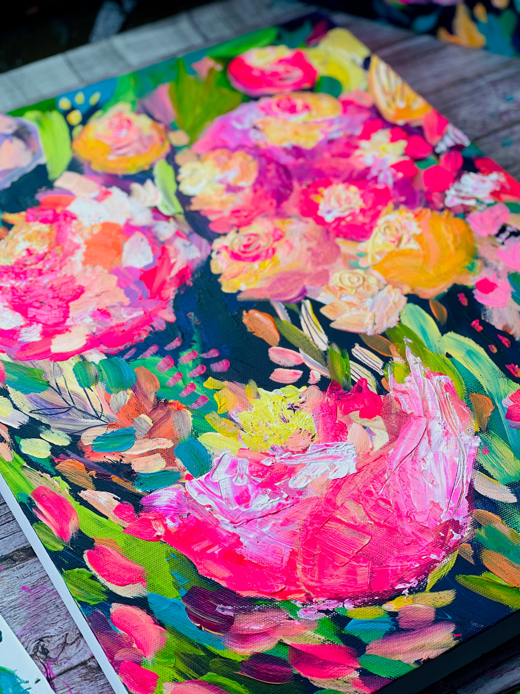 Brightly Blooms - Original Painting on Stretched Canvas - 20 x 16"