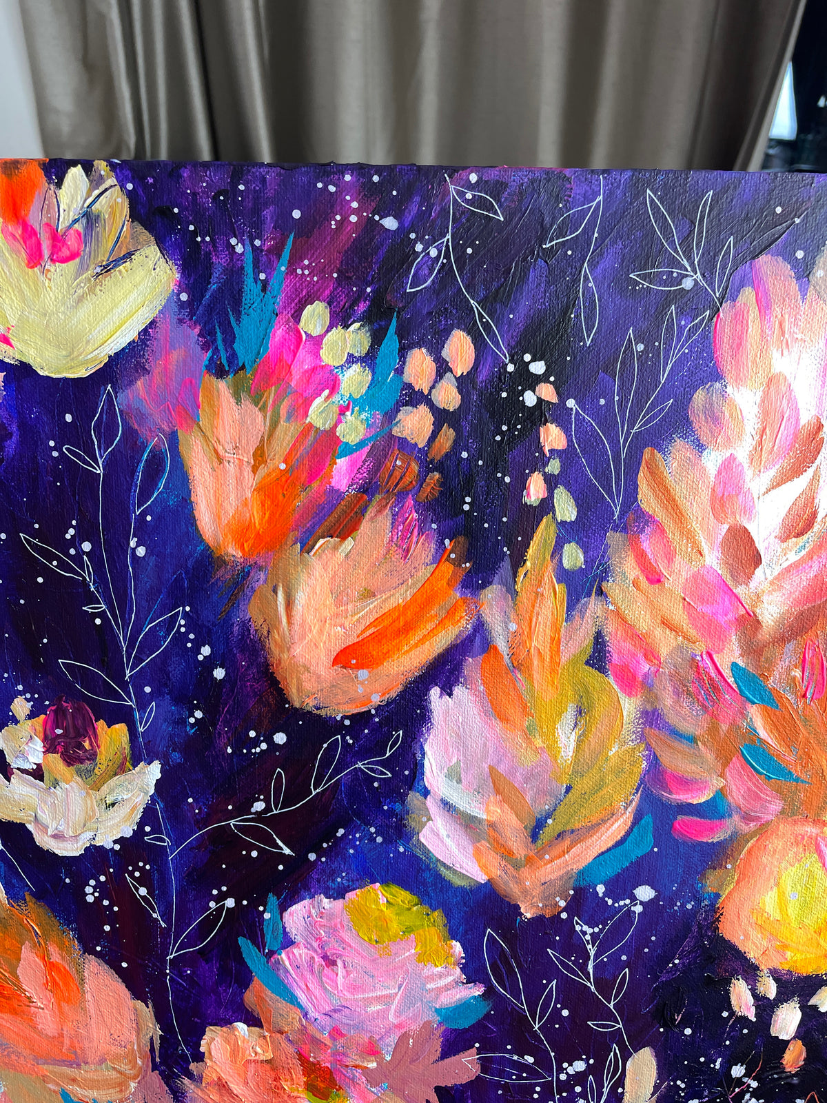Cosmic Blooms - Original Painting on Canvas - 36 x 24"
