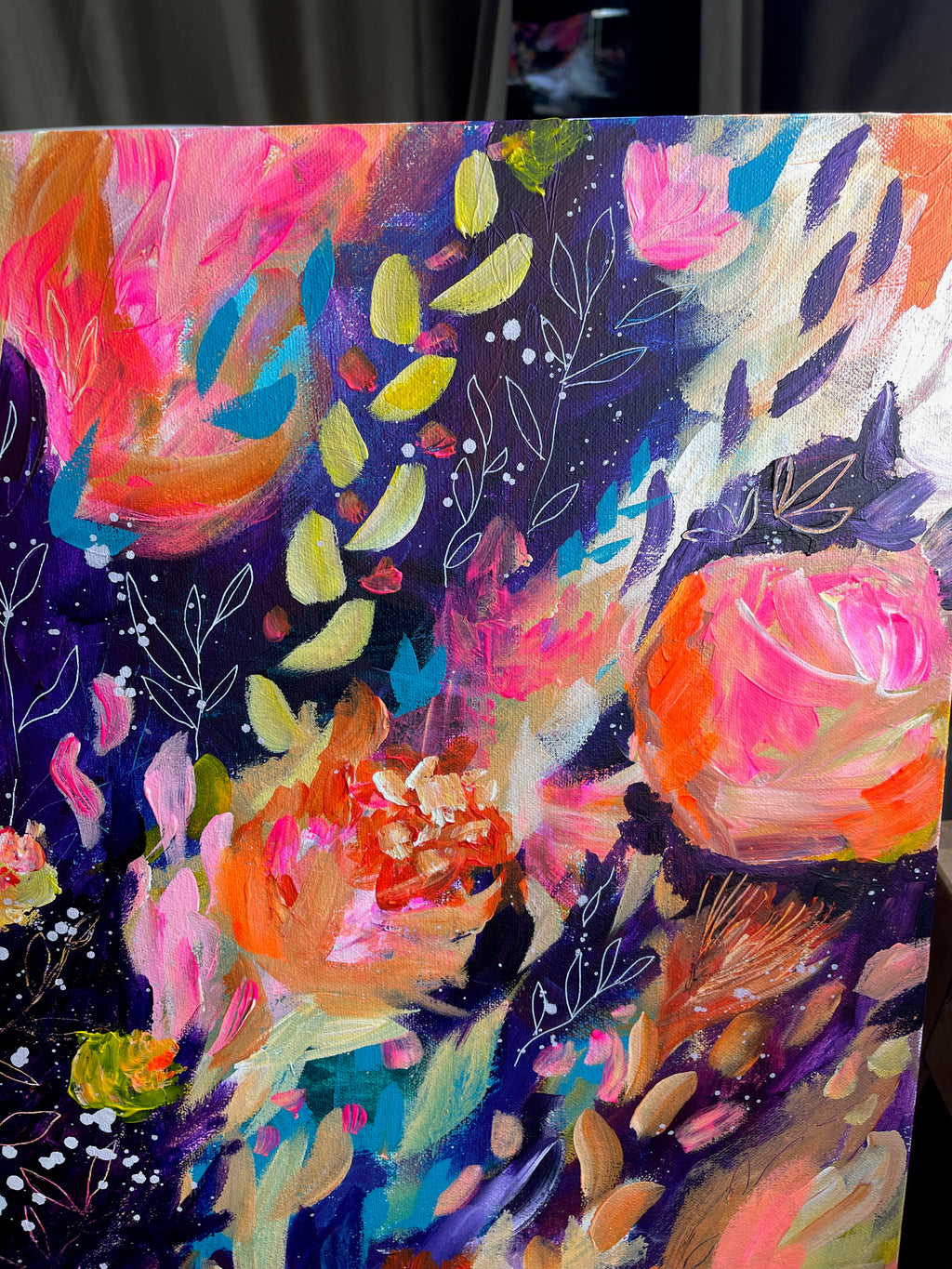 Cosmic Blooms - Original Painting on Canvas - 36 x 24"
