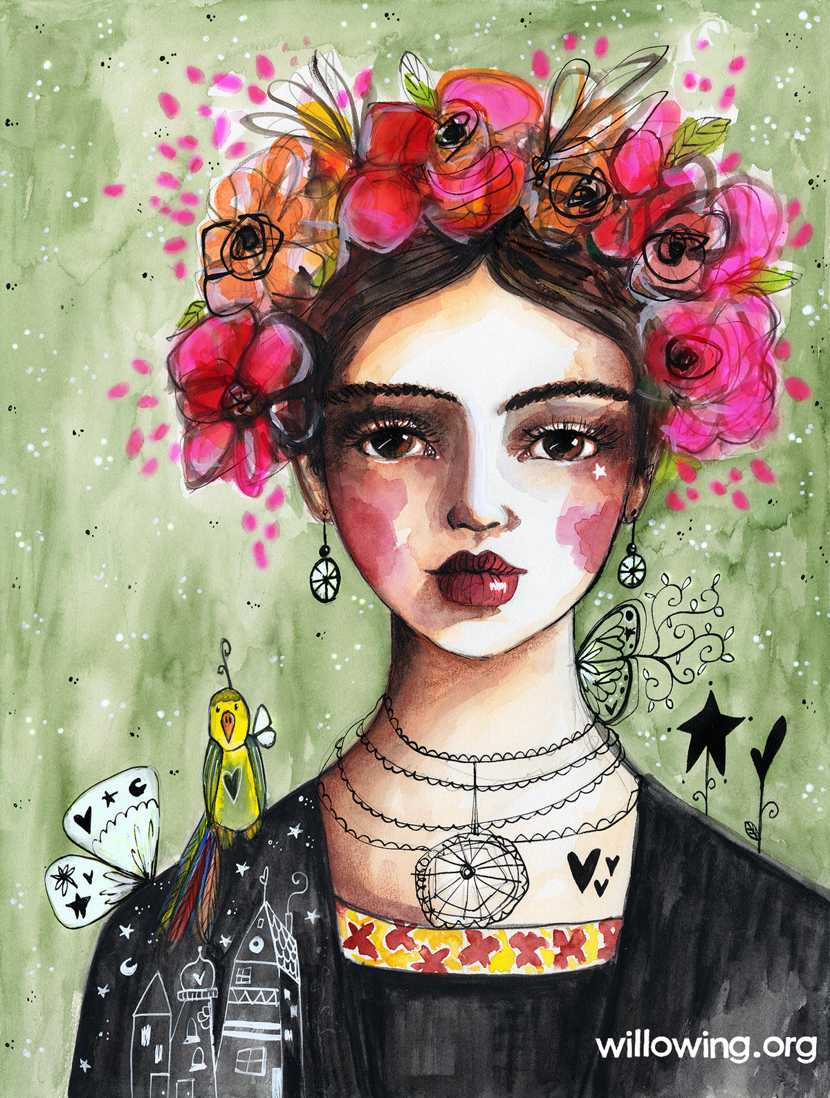 Lady with Flowers - Original Painting