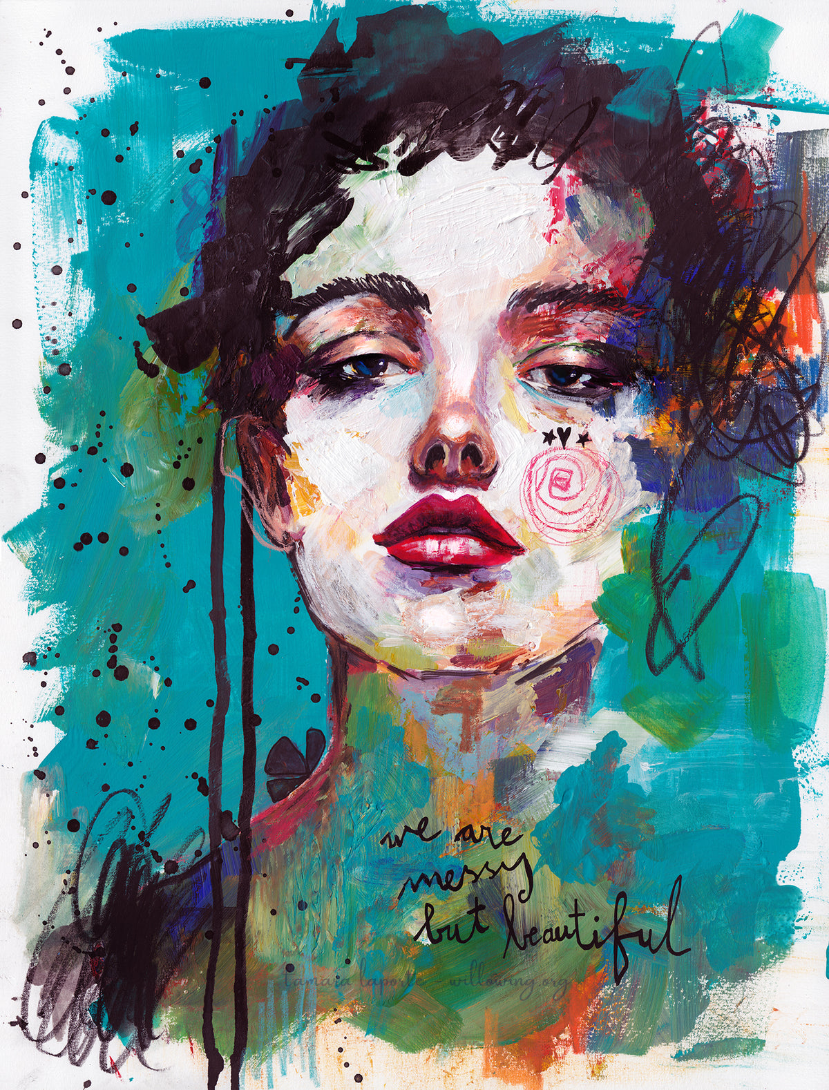 Messy but Beautiful - Limited Edition Hand Embellished Giclee Print