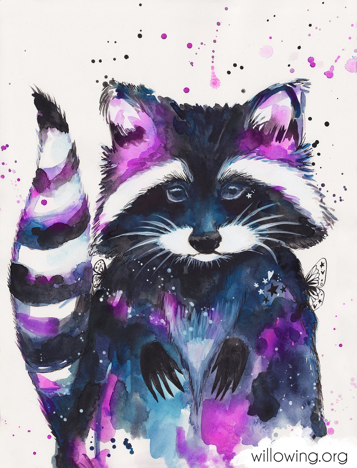 Messy Raccoon in Watercolour