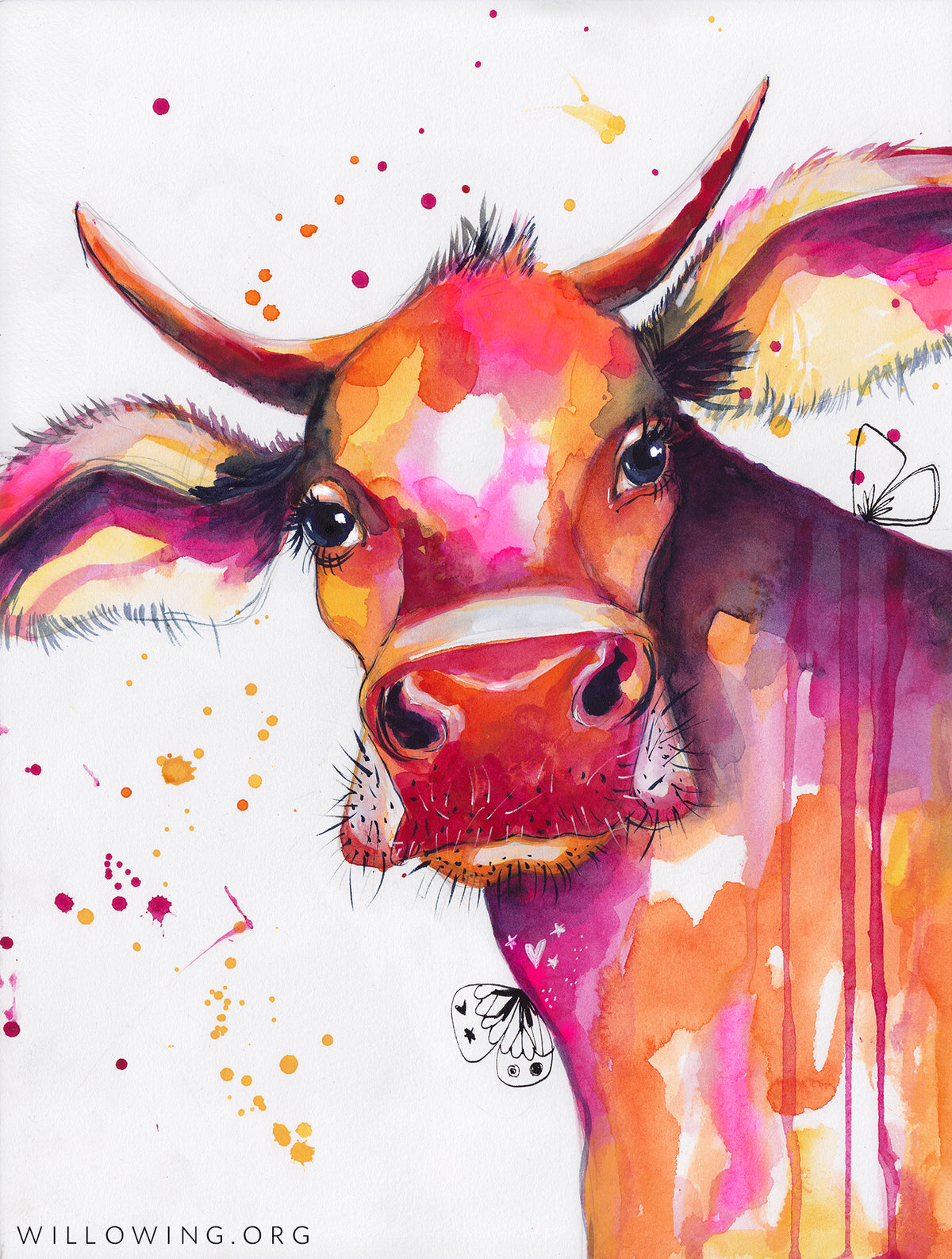 Portrait of a Cow in Watercolour