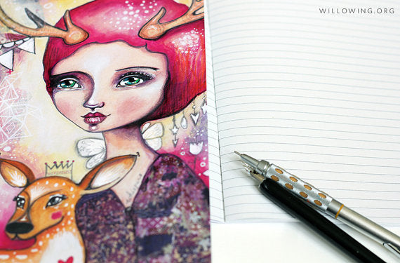 A5 Lined Notebook with Fawn Whispers Printed Cover