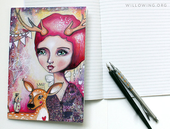 A5 Lined Notebook with Fawn Whispers Printed Cover