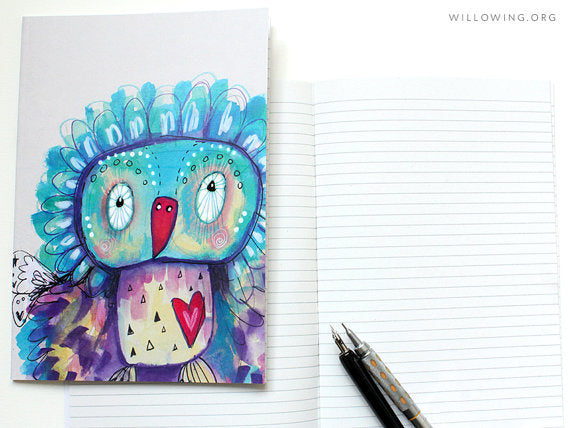 A5 Lined Notebook with Quirky Bird Printed Cover