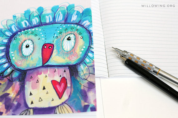 A5 Lined Notebook with Quirky Bird Printed Cover
