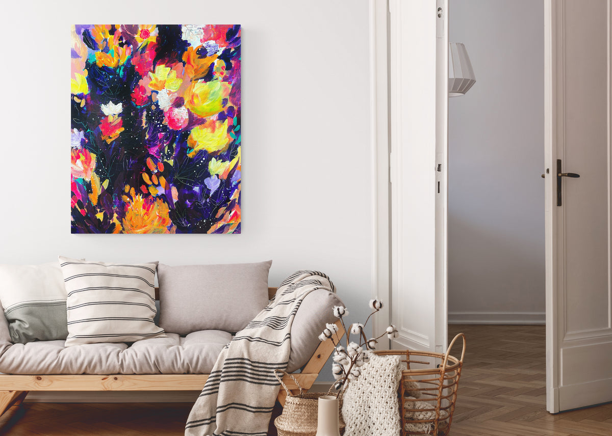 The Night Garden - Original Painting on Stretched Canvas - 20 x 16"