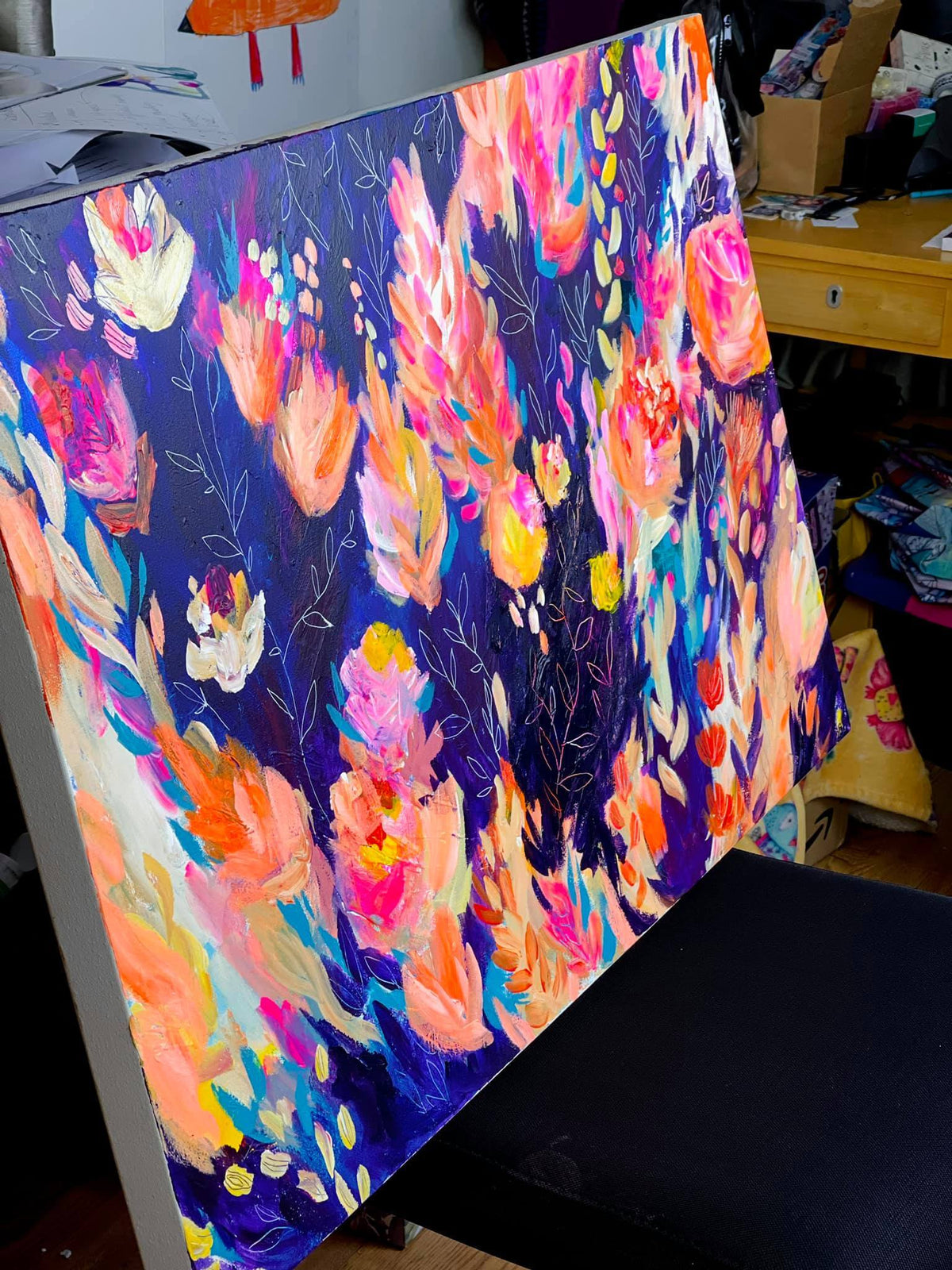 Cosmic Blooms - Original Painting on Canvas - 36 x 24"