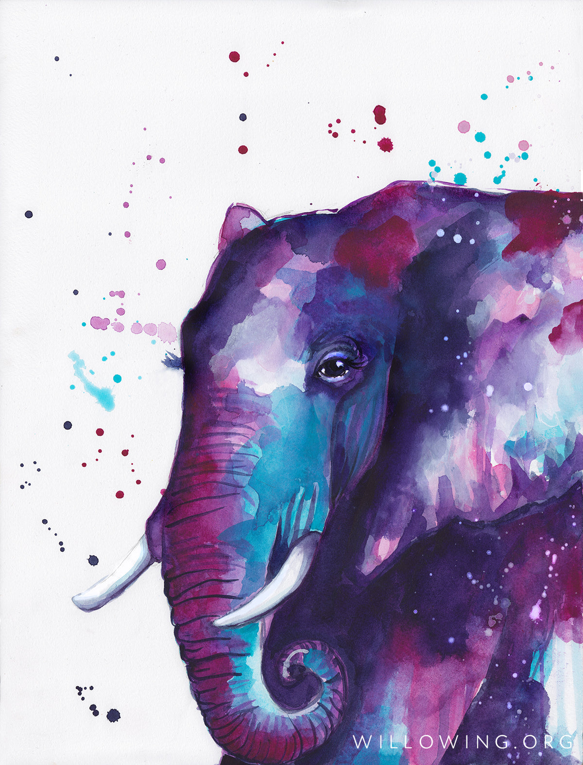 Portrait of an Elephant in Watercolour